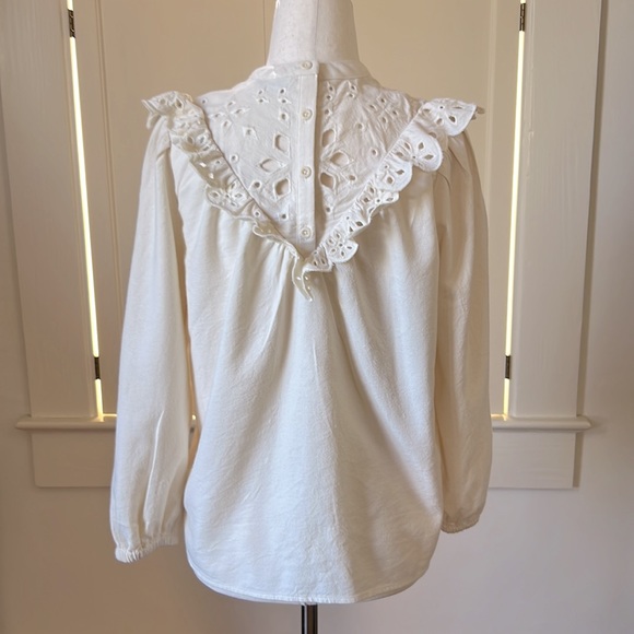 Madewell Embroidered Flannel Mockneck Top Size Small - Picture 8 of 14